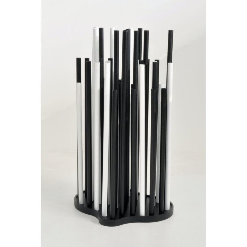 Foster Plastic Freestanding Umbrella Stand, Black and white