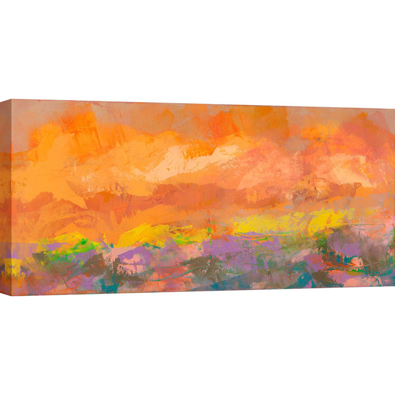 Abstract landscape: Auroras (Valley) 1 Piece Wrapped Canvas Wall Art, 35cm H x 70cm W