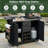60.2''W Rolling Outdoor Kitchen Island With Wheels And Stainless Steel Top, Wood Grill Cart With Spice Rack&Wine Rack-209013381