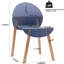 Paquet de 4 chaises gris-bleu pour une utilisation intérieure, pieds en bois de chêne rouge avec grain naturel, siège en polypropylène de qualité industrielle doté de caractéristiques imperméables et anti-rayures, support de résistance commerciale, plancher