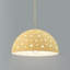 Luminaire suspendu dôme perforé 1 lumière - Nickel brossé - Ampoule remplaçable - Cordon torsadé beige-653609093-653609108-653609117
