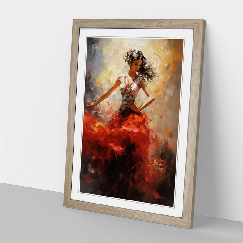 Flamenco dancer Impressionism - Framed Print, Oak, 34cm H x 25cm W x 2cm D