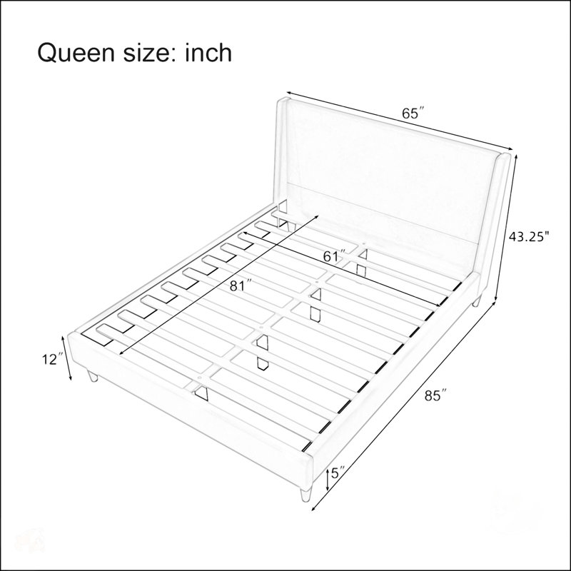 Lit plateforme tapissier Modern, Grand lit