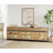 3 In 1 Multifunctional Sideboard Buffet Cabinets With 6 Glass Doors And 3 Drawers, Modern Sideboard Credenza With Metal Base, Coffee Bar Storage Cabinet For Living Room, Kitchen-2004933307-1997138955