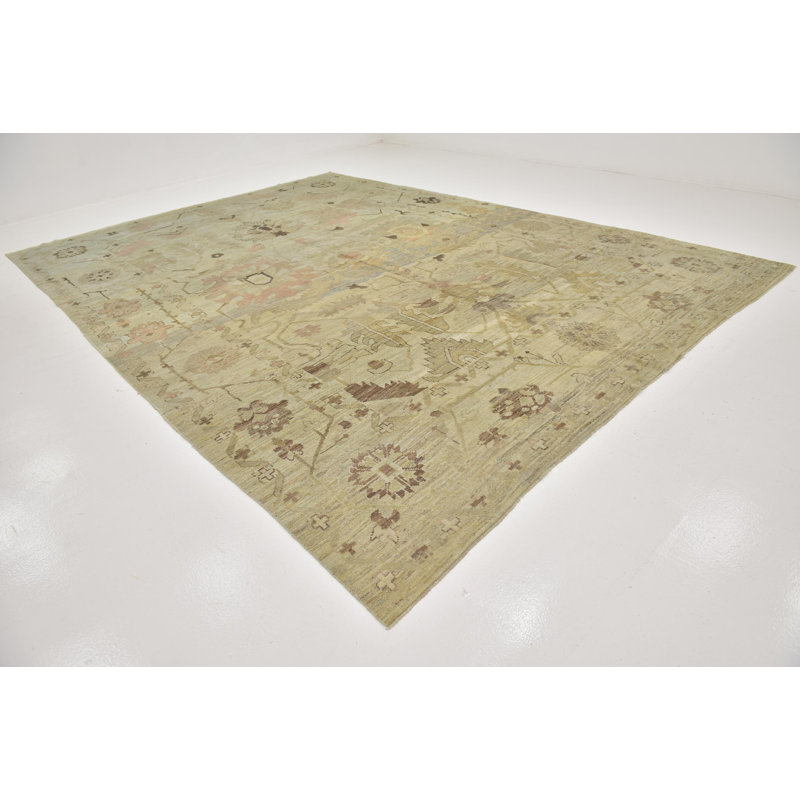 Tapis de zone en laine 11 pi x 15 pi 7 po one-of-kind à la main noué la Mehdi
