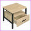 Chêne & amp; Table basse noire à 1 tiroir - Pièce décorative polyvalente avec rangement et amp; Pieds en métal durables