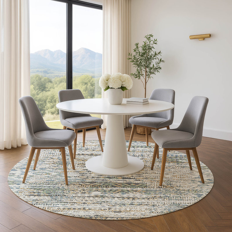 Premium Machine Washable Ariel AMF1997 Moroccan Rug, Round 8'