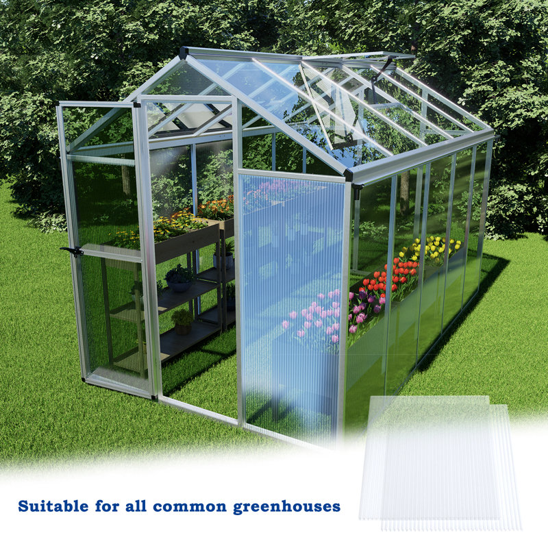 6 PCS Polycarbonate Panels, Clear, 0.4cm H x 162.5cm W x 61.5cm D