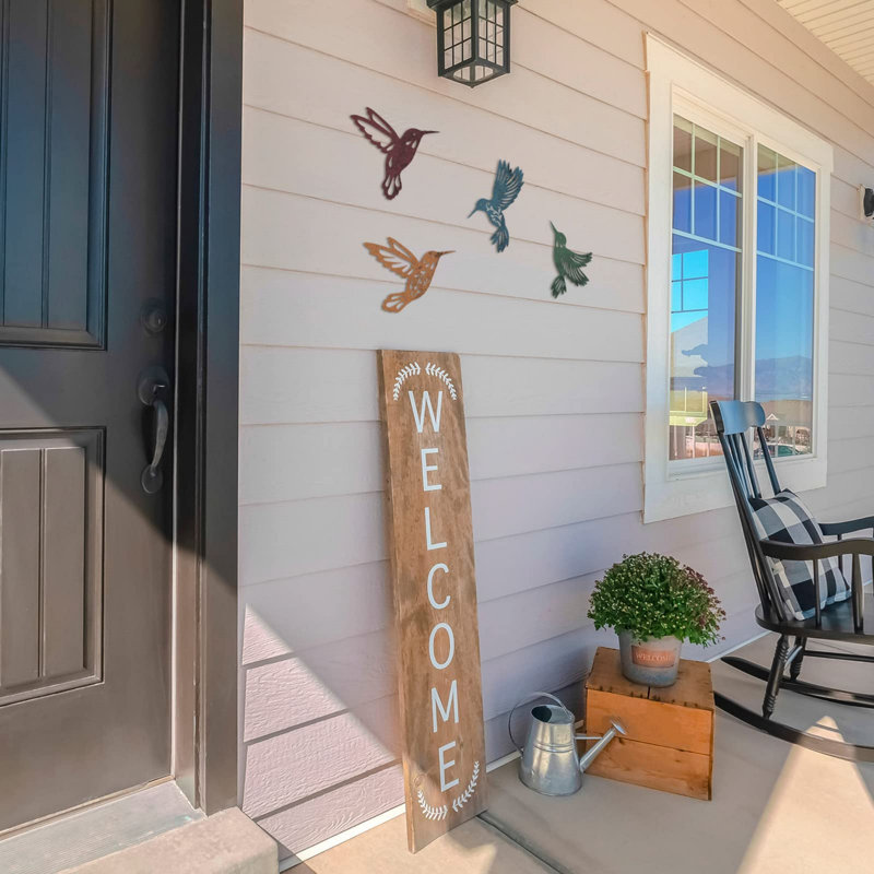 4 Pcs Metal Hummingbird Wall Art