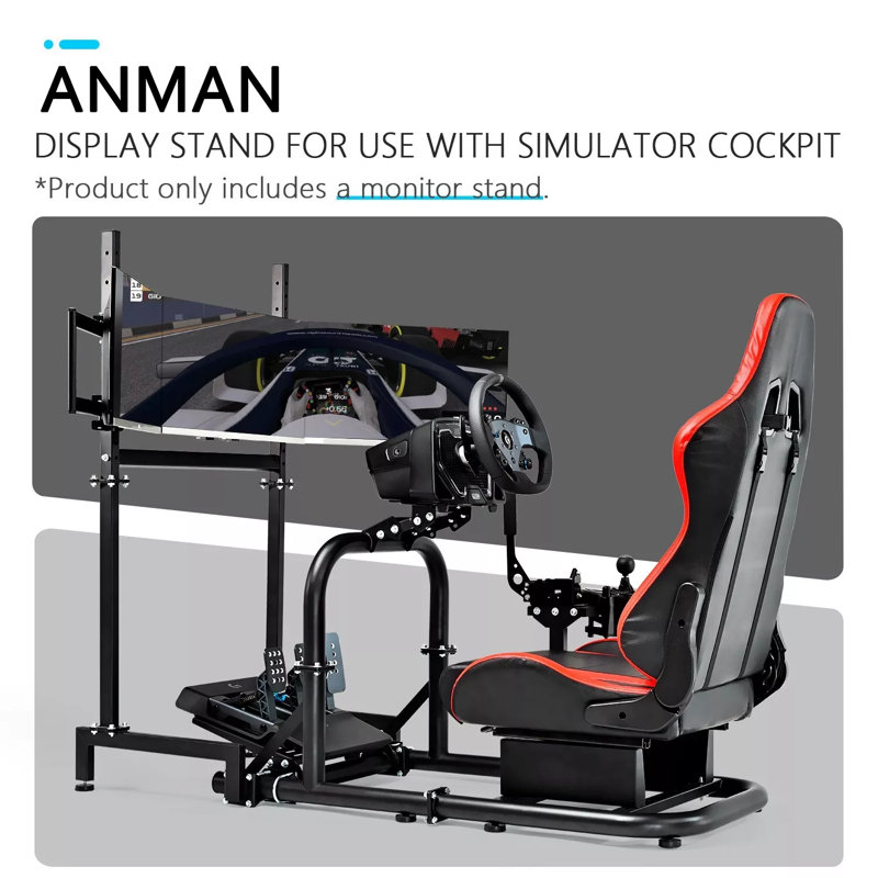 Inbox Zero Triple Monitor Mount Stand For Round Tube Racing Simulator Cockpit