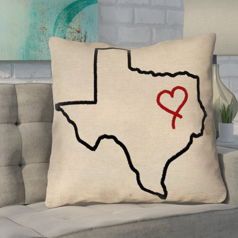 Oreiller Katelyn Smith Texas Love, 14 po x 14 po, Coussin décoratif