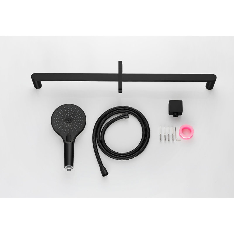 Matte Black Handheld Shower With 59-inch Hose & 28-inch Slide Bar, Stainless Steel Created, Adjustable For Optimal Position Alignment, Intense Water Current Performance, Nozzles Unclogged Flow