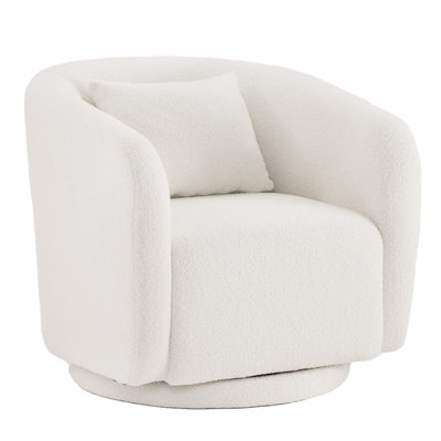 Boucle Polyester Upholstered Swivel Armchair