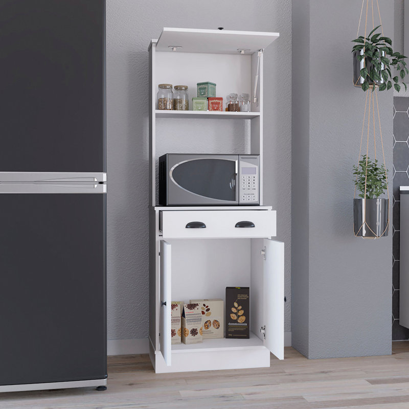 Rangement de cuisine, garde-manger blanc à 2 armoires, Blanc