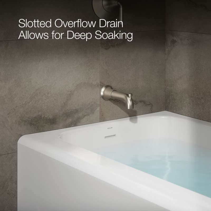 Avec 60 In. X 32 In. Alcove Bath, Right Drain, White, Left