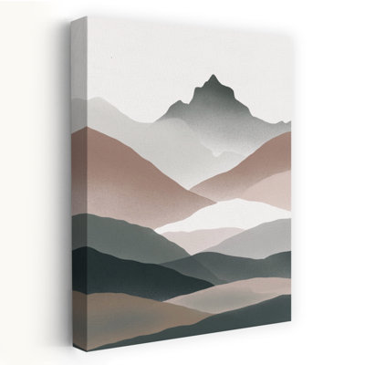 Montagnes sereines - Tableau abstrait moderne représentant un paysage paisible de montagne