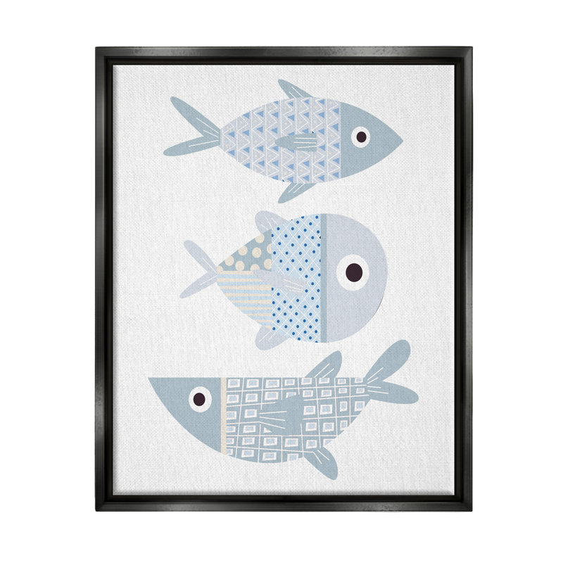 "Divers motifs aquatiques" par Kim Allen - cadre flottant, impression sur toile, Cadre flottant noir de jais
