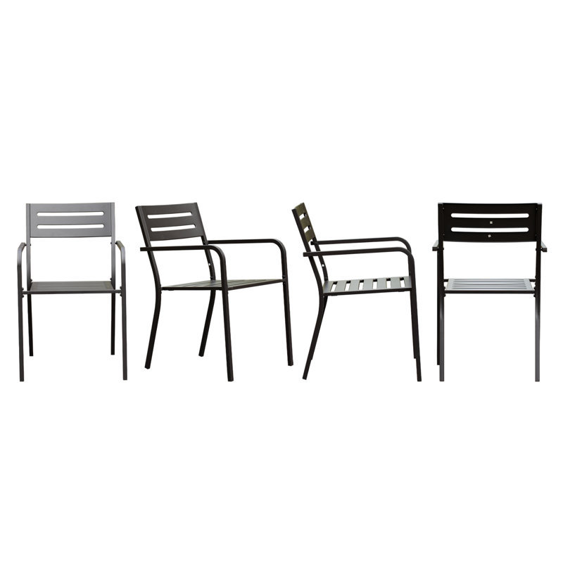 Ensemble de 4 chaises de patio d'extérieur en métal pour l'extérieur