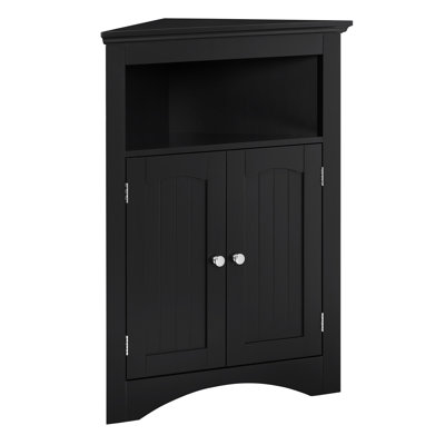 Black Sideboard Cabinet With Adjustable Shelves For Bathroom, Kitchen And Living Room - , , Easy To Clean Multifunctional Storage Corner Waterproof Surface, Assembly