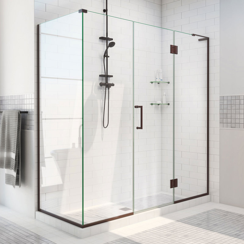 Unidoor-X 70.5" x 72" Rectangle Hinged Shower Enclosure, Oil Rubbed Bronze, Right Opening