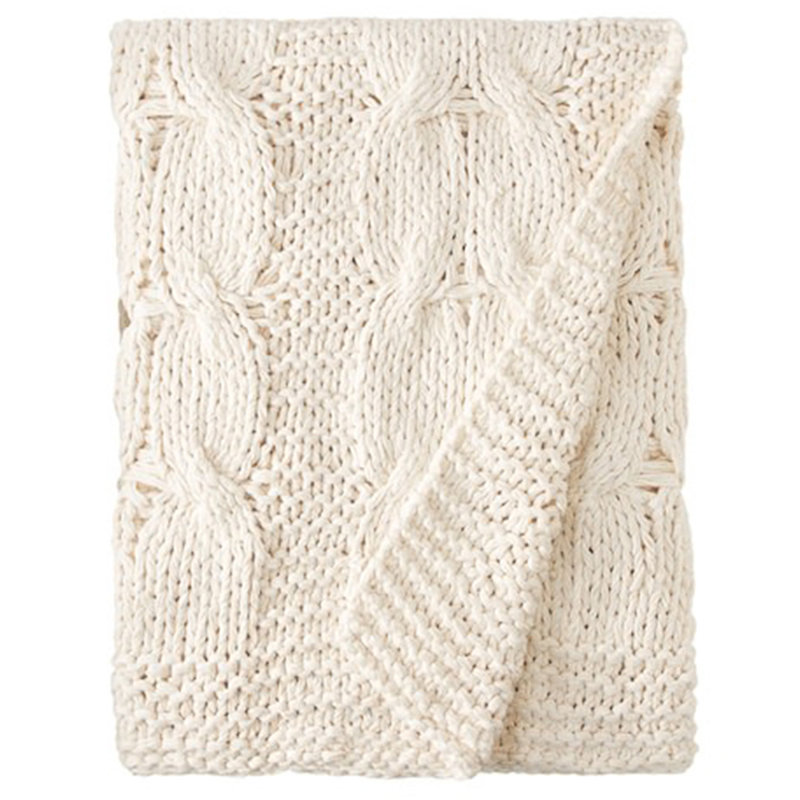 Wildomar Cotton Knitted Throw Blanket, Natural