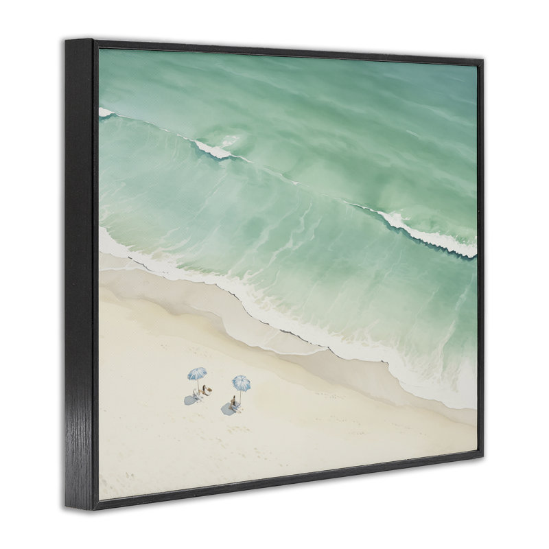 Été estampe de plage par Arlington Prints, H 11 po x l 14 po, Giclée encadrée noir minuit