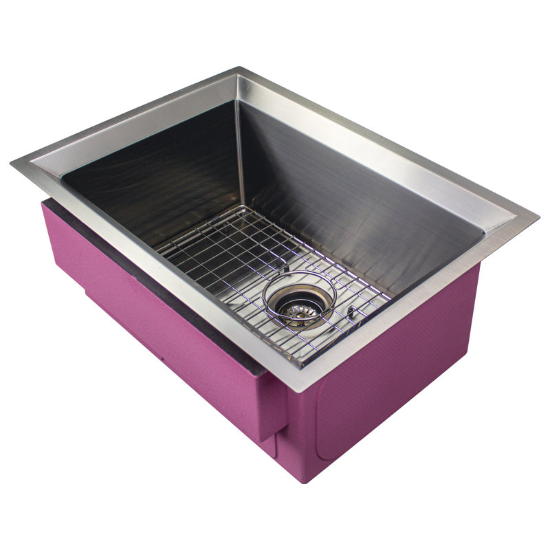 Évier de cuisine en acier inoxydable encastrable 26 po x 19 po x 11 po Transolor Studio, douchette, grille, crépine, Noir