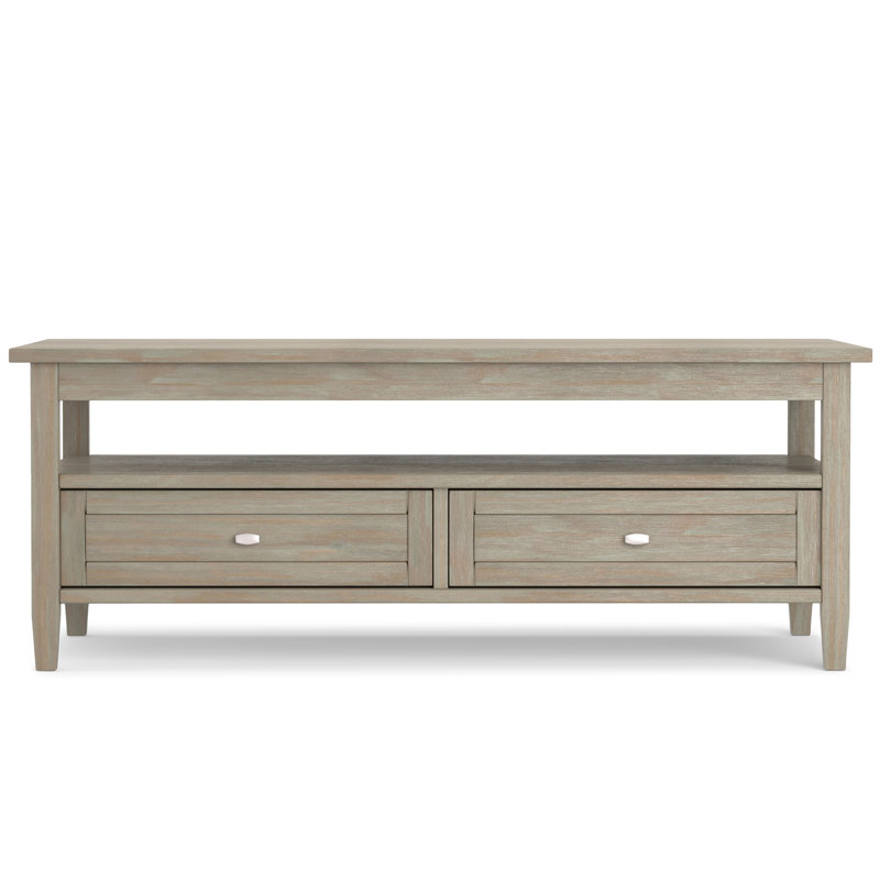 Distressed Gray Rectangular Wood Coffee Table with Storage