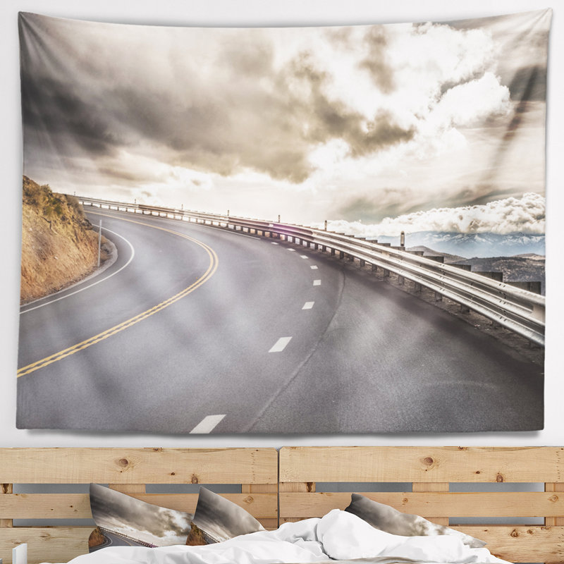 Photographie sky road curve paysage tapisserie, H 50 po x l 60 po
