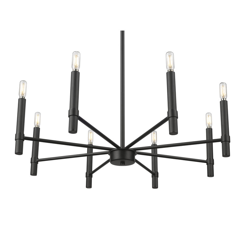 Skyva 30.25" Wide 8-Light Chandelier - Matte Black, 23.75" H x 30.25" W x 30.25" D, 8