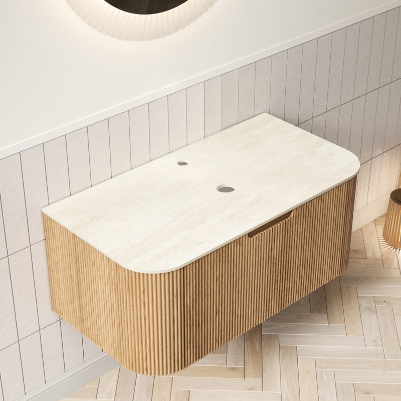 Armoire murale en contreplaqué 36 po avec tiroir, comptoir en pierre frittée romaine de 36 po, couleur naturelle, fabrication beige, poignée à texture rainurée de style français à 3 tiroirs