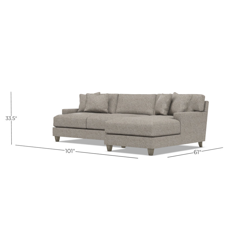 Mila 2-Piece Fabric Sectional, Beige Polyester, Right Hand Facing, 33.5" H x 101" W x 61" D