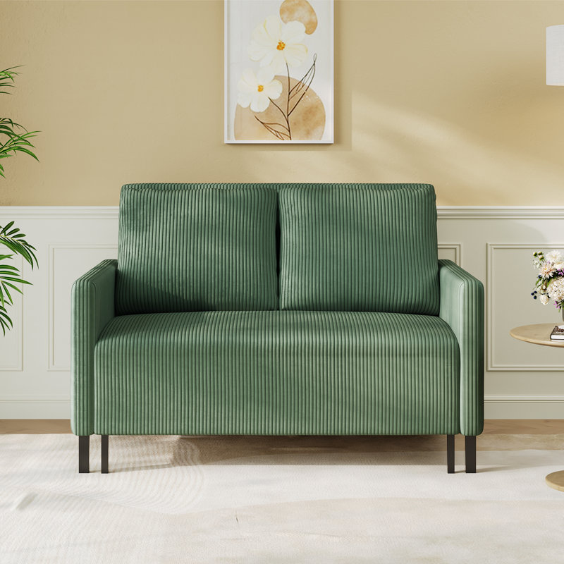 Pull Out Sofa Bed, Full Size Sleeper Sofa, 2 in 1 Convertible Corduroy Sofa, Green