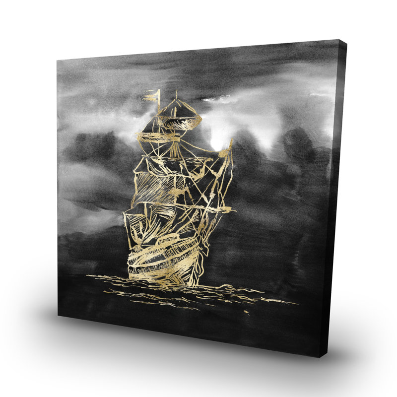 Sailing little ship illustration - 32"x32" art on canvas