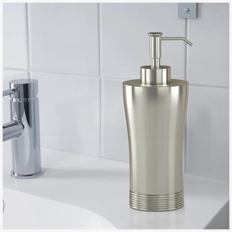 Distributeur de savon liquide en acier inoxydable durable avec finition élégante en étain pour la salle de bain et la cuisine, utilisation polyvalente