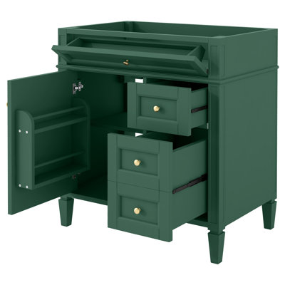 Meuble-lavabo de salle de bain de 30 po sans lavabo supérieur, armoire de rangement moderne avec 2 tiroirs et un tiroir rabattable (BASSIN INCLUS)