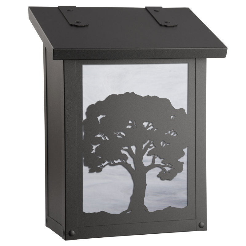 Boîte aux lettres murale verical chêne tree, Blanc vaporeux, Noir texturé