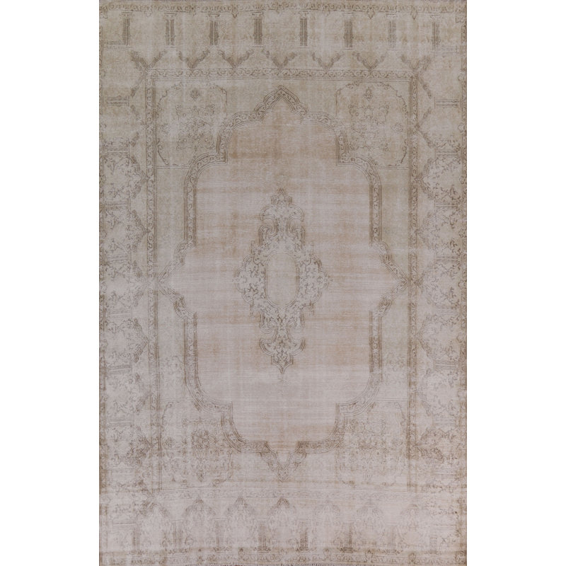 Tapis persan Kerman délavé noué à la main 10 x 13
