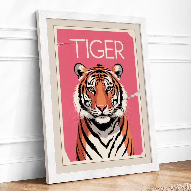Tiger Head Icon Modern - Framed Print, A4 - 29.7 x 21.0 cm, White