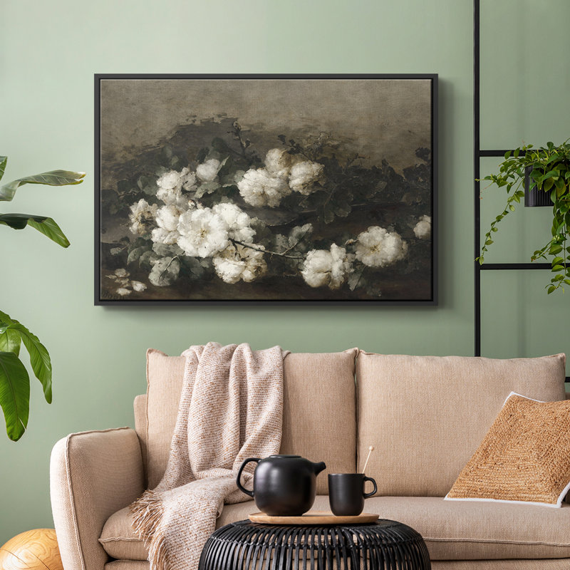 " Vintage Botanical - CIX ", 25" H x 37" W x 2" D, Black Floater Framed Canvas