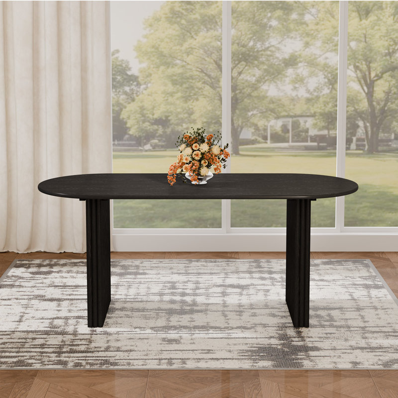 Table de salle à manger ovale en chêne noir L 67 po x P 33,5 po, H 30 po x L 67 po x l 33,5 po, Noir