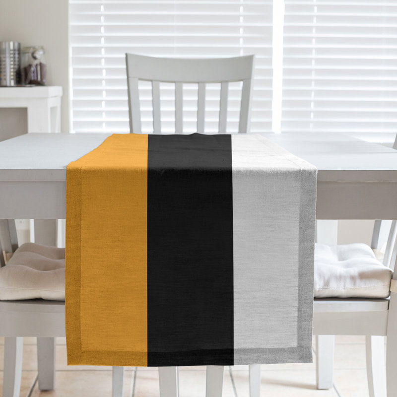 Miami Basketball Table Runner, Yellow/Black/White, 72" L x 16" W, Cotton blend