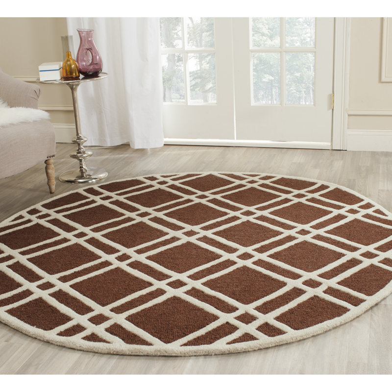 Ellicott Hand Tufted Wool Geometric Rug, Round 6'