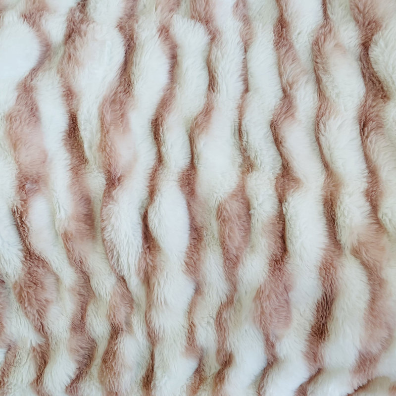 Snow Chinchilla Knitted Throw Blanket, 114" W x 120" L, Pink
