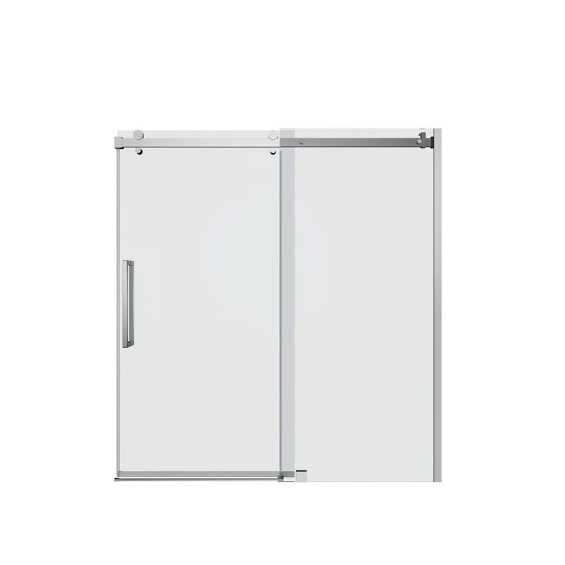 Chrome Frameless Sliding Shower Door with Clear Tempered Glass
