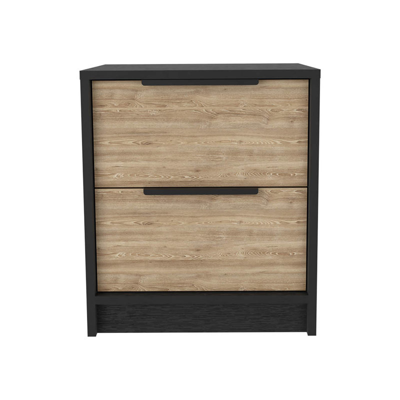 Alysun 2 Drawer Bedside Table, Black/Brown