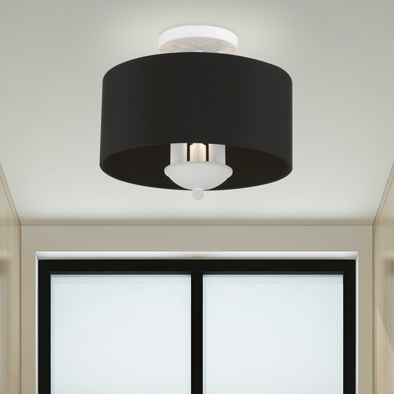 Brunetto Fabric Semi Flush Mount, White