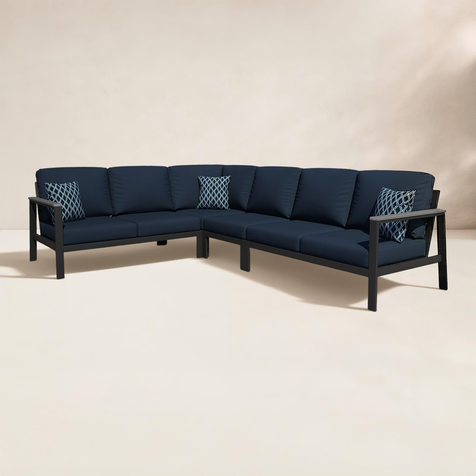 Townsend 88" Sunbrella® Patio Sectional, Canvas Navy Sunbrella® Canvas, Gray
