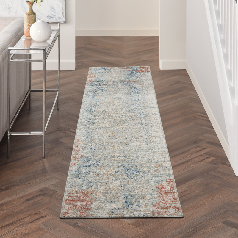 Tapis beige contemporain contemporain, Tapis de couloir 2 pi 2 po x 10 pi