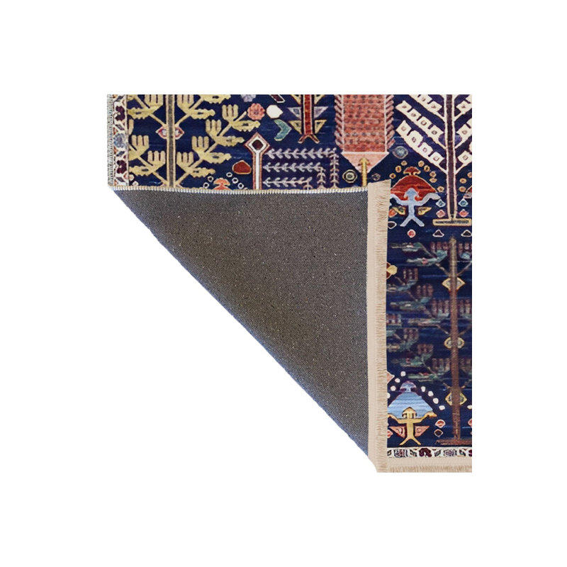 Navy Themed Multicolor Complex Shape Patterned Modern Decorative Rug, Runner 3'3" x 6'7" Rug Pad Included